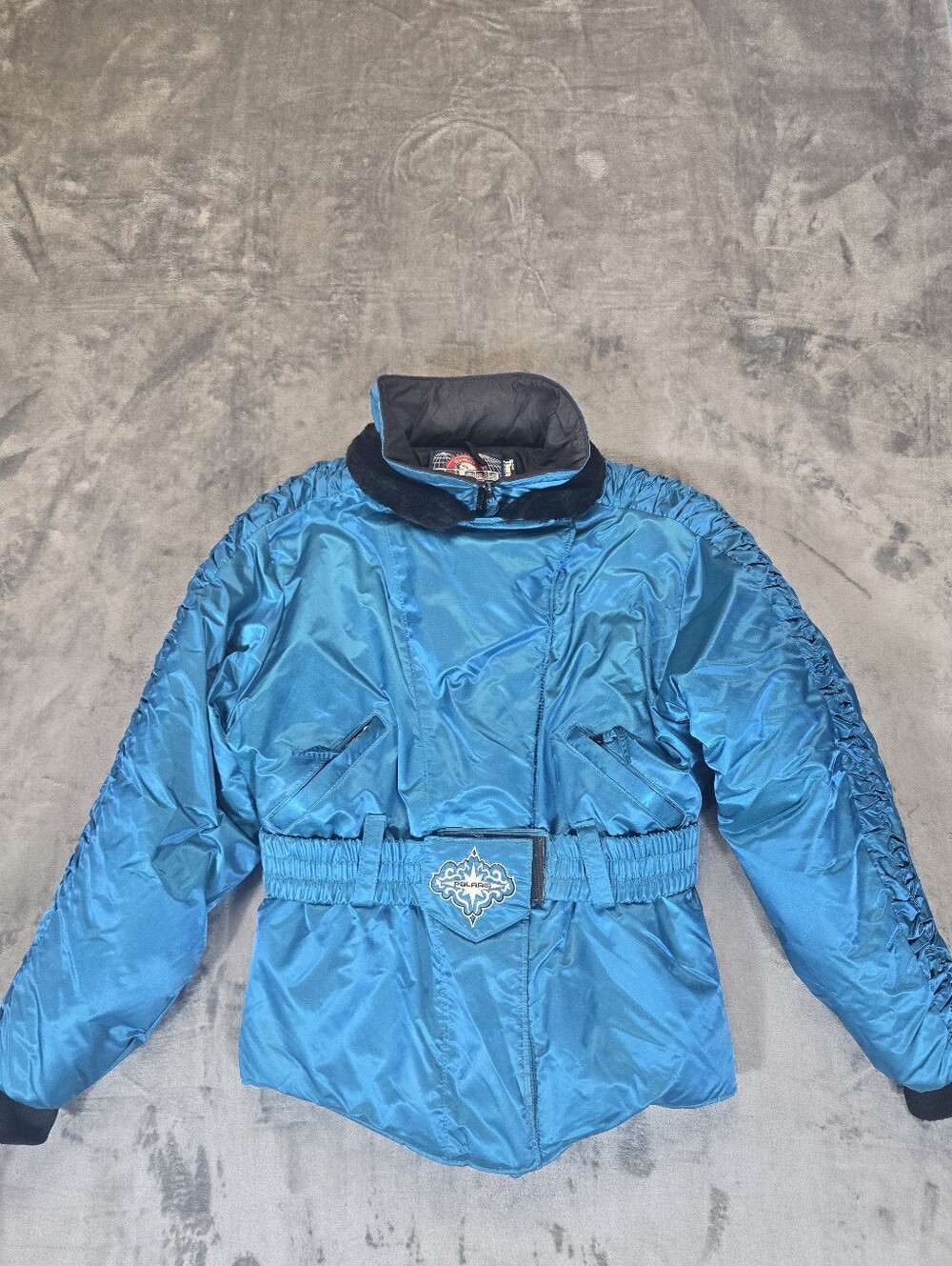 Vintage Polaris Snowmobile Jacket Woman's Size Large Teal Snow Ski Parka Blue